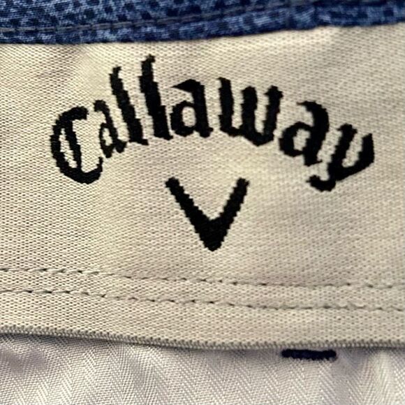 Callaway Shorts Men’s Sz 36 Blue with Black Tweed Flat Front Deep Front Pockets - Picture 9 of 11